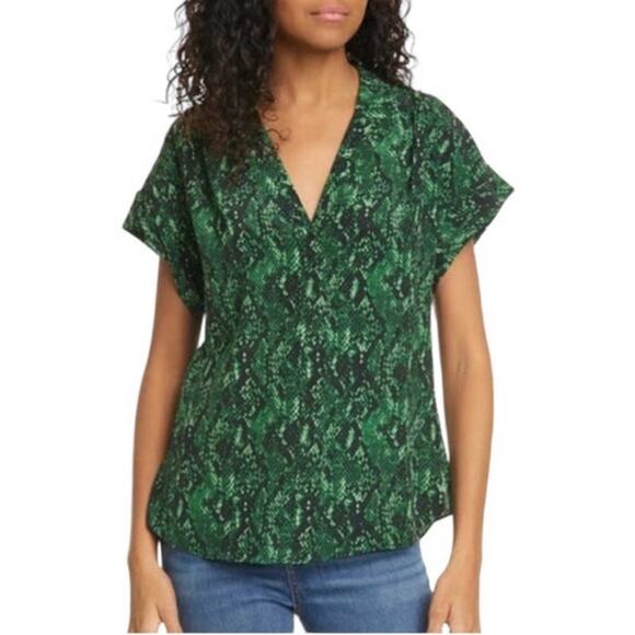 Veronica beard merci python silk Kelly green black size 4 - Picture 2 of 5